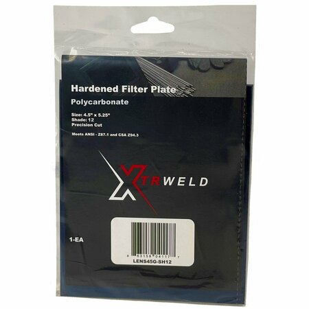 XTRWELD Filter Plate, Shade 12 4.5 x 5.25in. LENS45P-SH12